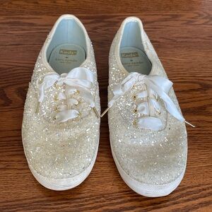 Kate spade glitter, cream, Keds size 8.5
